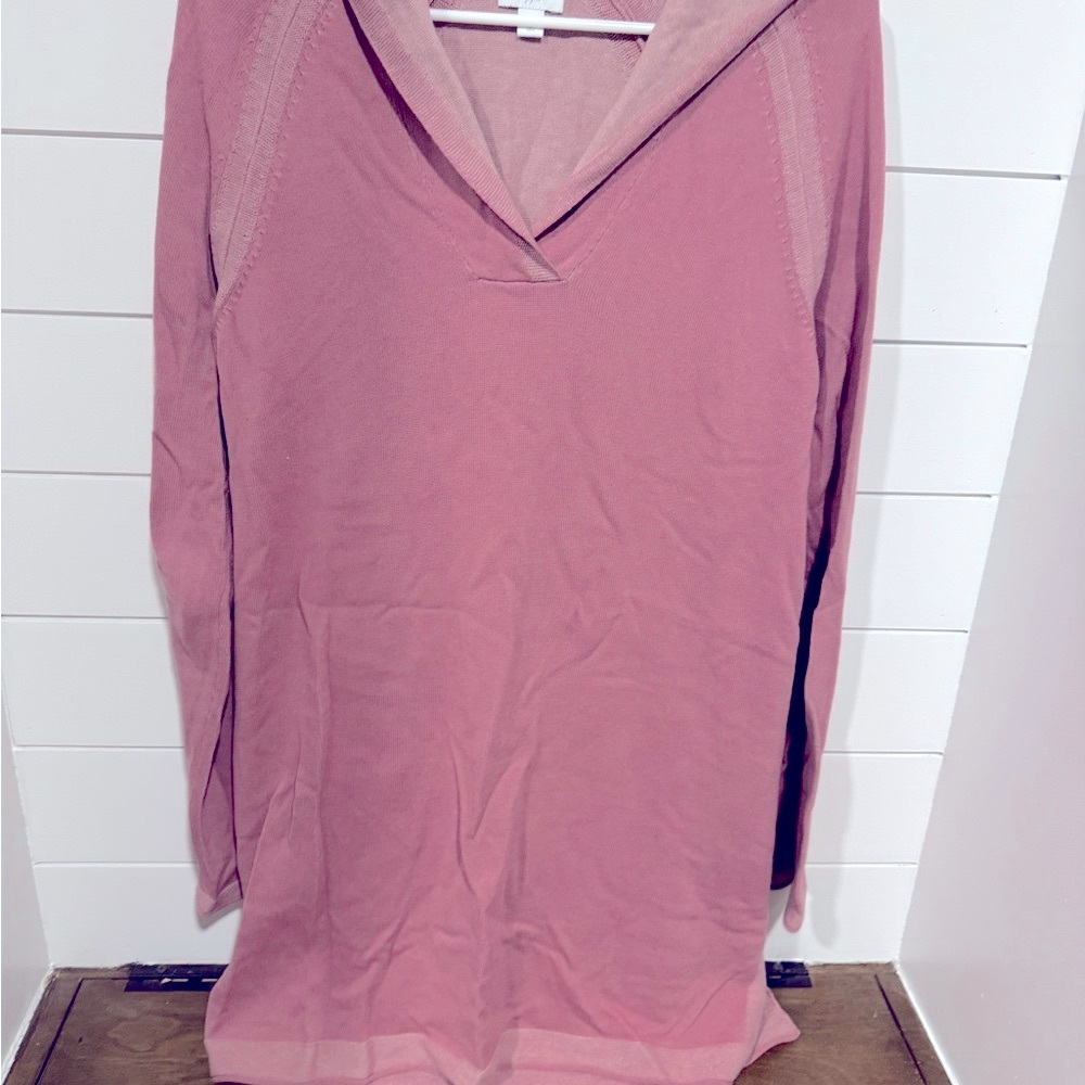 JJill Pink Hooded Long Sleeve Tunic Top